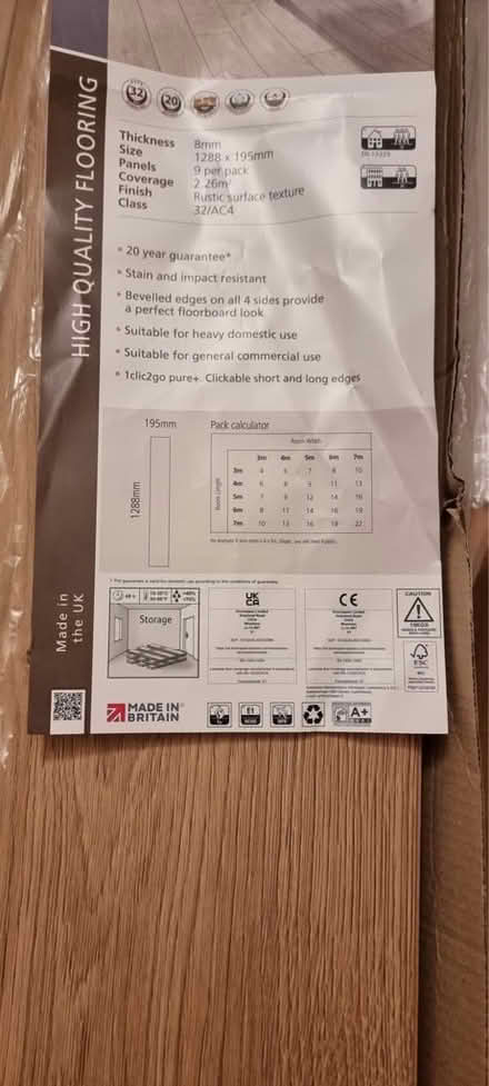 Photo of free B&Q laminate flooring new (Chipping Sodbury BS37) #1