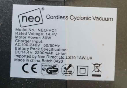 Photo of free Cordless Vacuum Cleaner (Wigginton OX15) #2