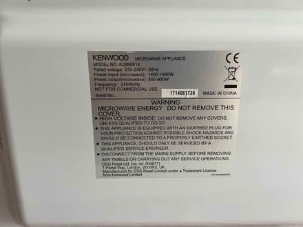 Photo of free Microwave 25 litre Kenwood K25MW14 and manual (Clarkston G76) #3