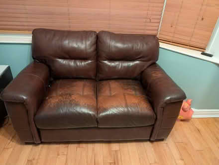 Photo of free Leather 3 seater L shaped sofa and 2 seater (Gateacre L25) #1