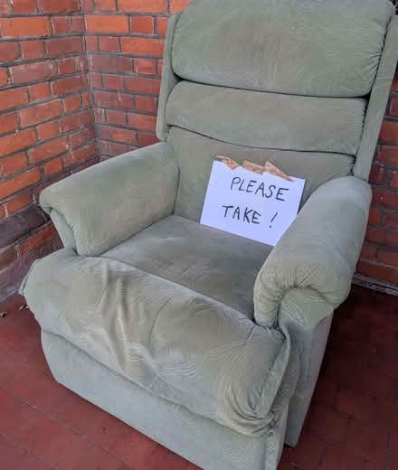 Photo of free Upholstered recliner armchair (Greenwich SE3) #2