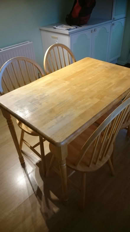 Photo of free small pine table and 4 chairs (lowestoft) #1
