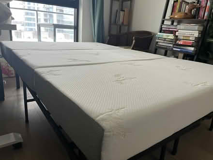 Photo of free Tri-fold mattress and frame (Ile-des-Soeurs (Verdun, MTL)) #1
