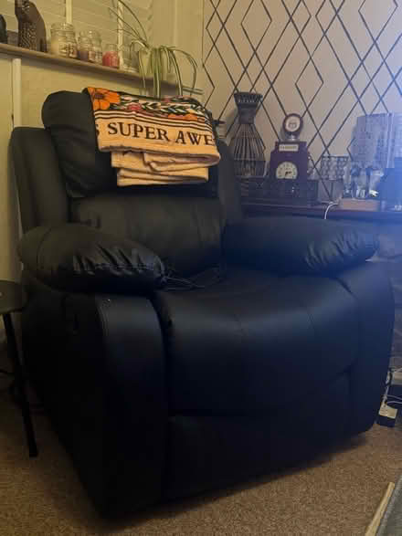 Photo of free Black faux leather recliner chair (Heath End WS3) #2