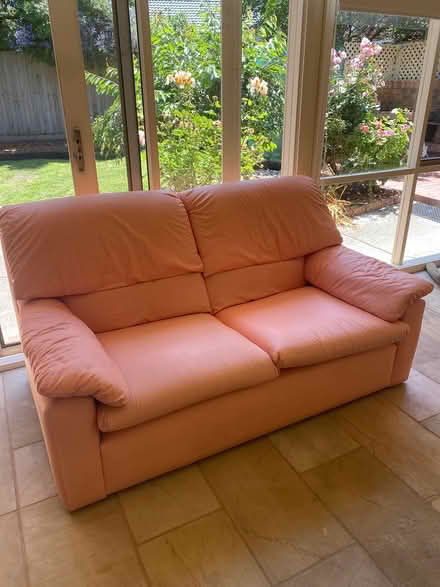 Photo of free Apricot parachute silk sofa x2 (Gumtree Hills Sunbury) #1