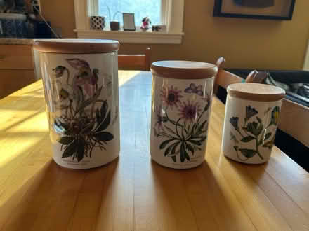 Photo of free 3 ceramic kitchen canisters (Huron Ave. Cambridge) #1