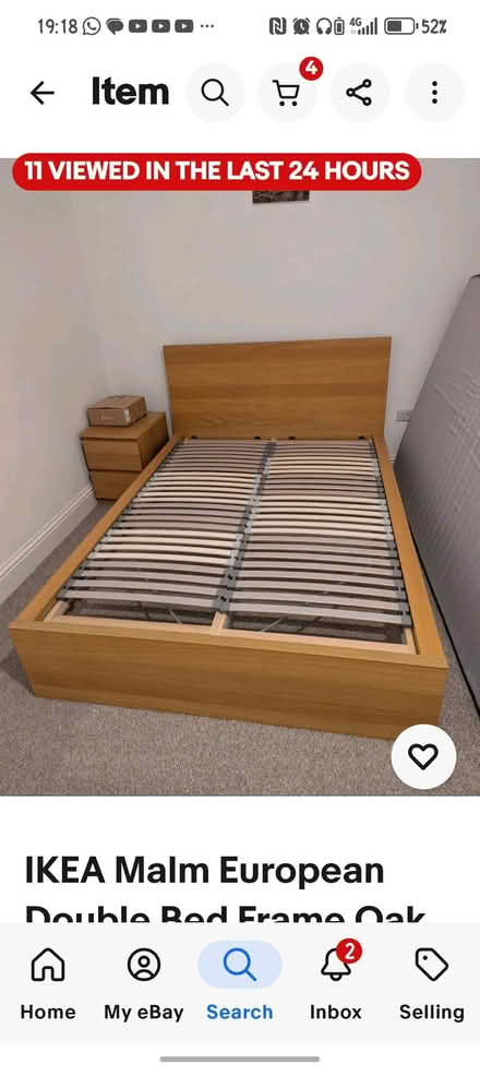 Photo of free Ikea Malm wood effect Bed and bed base with 4 under bed stor (South Oxhey WD19) #1