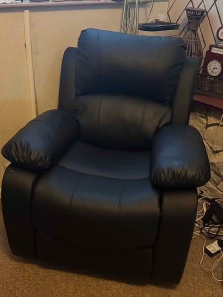 Photo of free Black faux leather recliner chair (Heath End WS3) #1