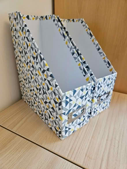 Photo of free Magazine File Boxes (grey/yellow) (Boldmere B73) #1