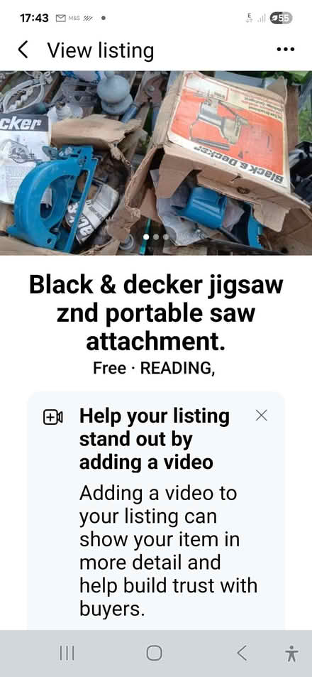 Photo of free Black & Decker drill attachments jigsaw circular saw (Wargrave RG10) #1