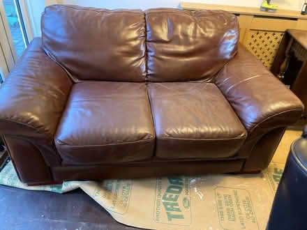 Photo of free Brown leather sofa - large seater (Ryhope) #2