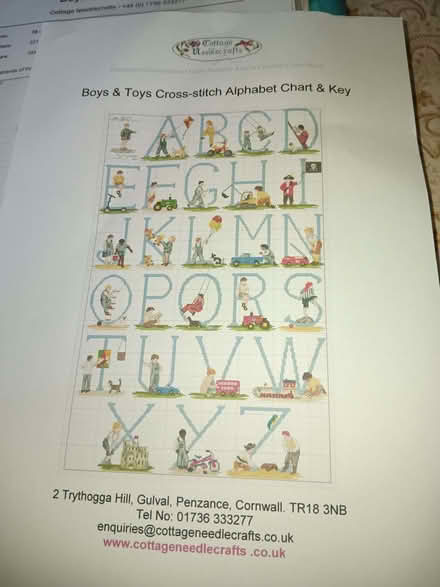 Photo of free Boys and toys cross stitch alphabet (Kenilworth CV8) #2