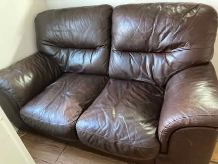 Photo of free Brown Leather sofa (DY3 gornal) #1