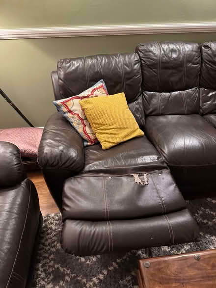 Photo of free Brown leather sofa (Thamesmead, SE288ND) #3