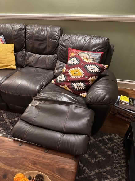 Photo of free Brown leather sofa (Thamesmead, SE288ND) #2