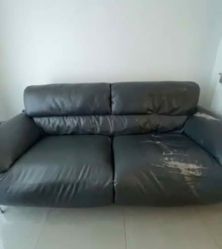 Photo of free Grey leather 4 seater sofa (L14 3nb) #4