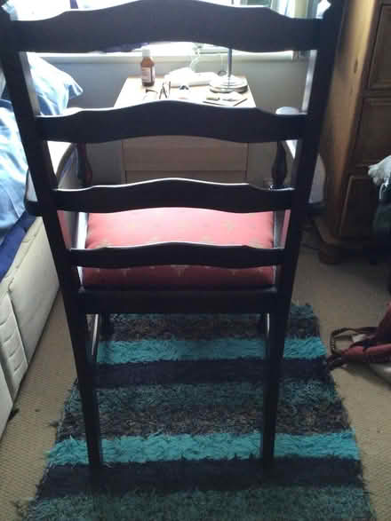 Photo of free 2 wooden cushioned chairs (KT16 chertsey) #2