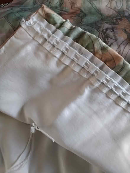Photo of free Lined green / beige mix curtains - will fit bay window (Eastcote HA4) #2