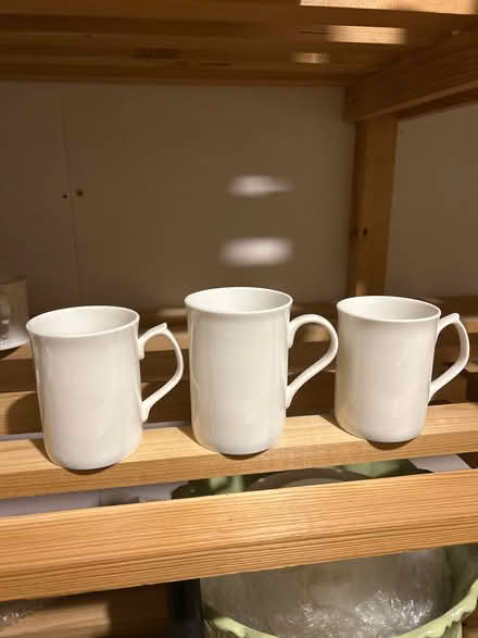 Photo of free 3 unused white bone china mugs (South Woodchester GL5) #1