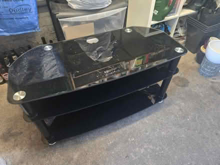 Photo of free Black glass tv stand (Woodside, DY2) #1