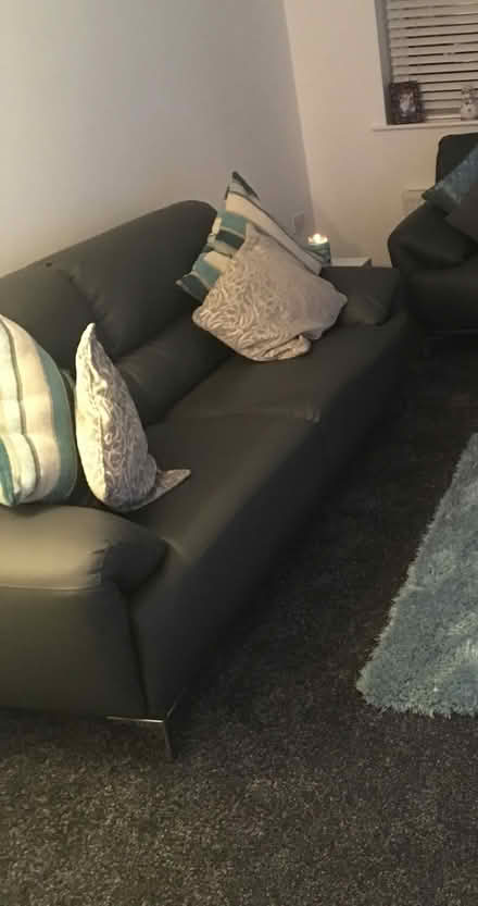 Photo of free Grey leather 4 seater sofa (L14 3nb) #1