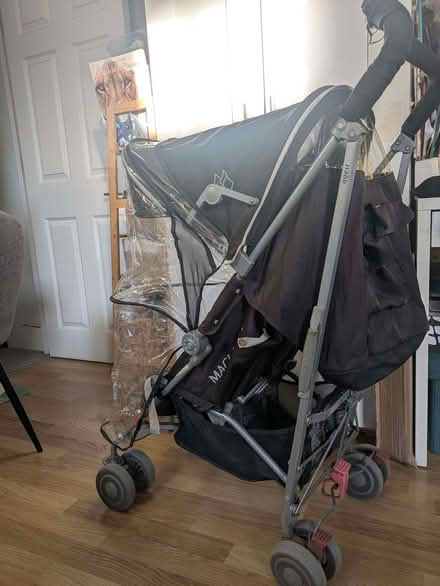 Photo of free Maclaren Quest with rain cover and red travel bag bag (St Margarets TW1) #3