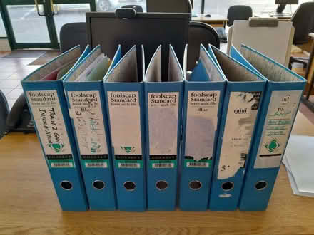 Photo of free 7 x Blue Lever Arch Folders (Chadwell Heath RM6) #1