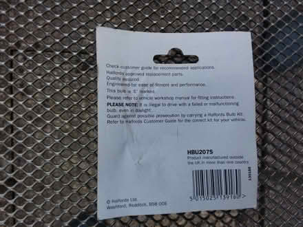 Photo of free Halfords car bulb. halogen, HBU207S (Westbury Fields BS9) #2