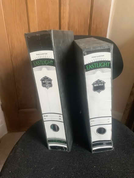 Photo of Box files. One or more traditional cardboard box files (Brinnington SK6) #1