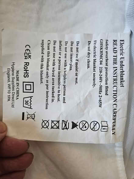 Photo of free Superking Electric Blanket (World's End SW10) #3