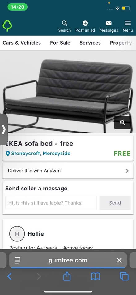 Photo of free IKEA sofa bed (L13) #1