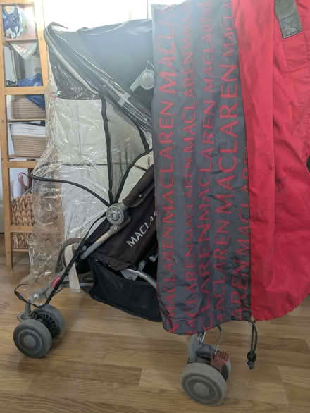 Photo of free Maclaren Quest with rain cover and red travel bag bag (St Margarets TW1) #1