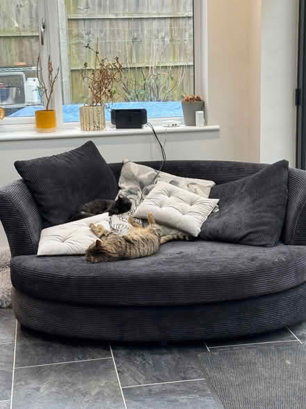 Photo of free Black large ‘cuddler’ sofa (Easthampstead RG12) #1
