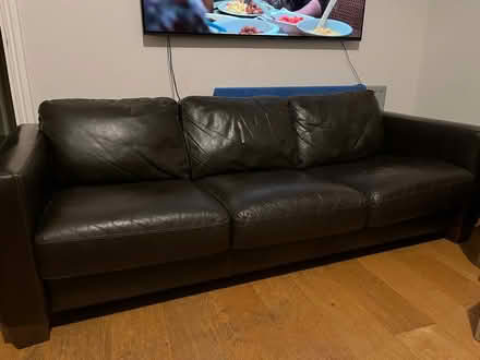 Photo of free 3 Seater Brown Leather Sofa (Shepherds Bush W14) #1
