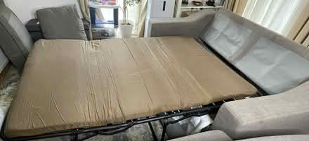 Photo of free Grey Sofa Bed & Footstool (storage) (Bermondsey SE!) #2