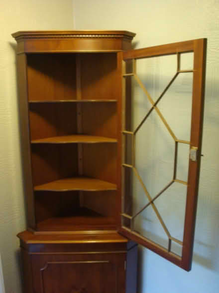 Photo of free Corner display cabinet (yew) (Streetly, Sutton Coldfield B74) #2