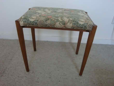 Photo of free Small padded wooden stool (Streetly, Sutton Coldfield B74) #1