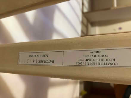 Photo of free Child’s wood cot with mattress (Little Herberts GL53) #3