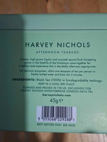 Photo of free Tin of teabags from Harvey Nicks (crouch end, N8) #4