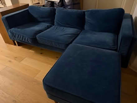 Photo of free blue velvet couch and ottoman (Eastern Market) #2