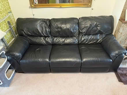 Photo of free Black Leather 3 Seater Sofa (CT5) #1
