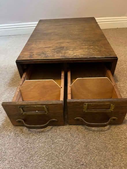 Photo of free Two drawer wooden file card box (Barleybank G66) #3