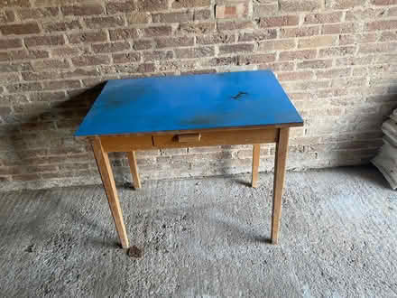 Photo of free Blue vintage table with drawer (Chilton OX11) #1