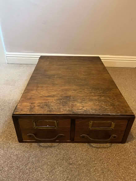 Photo of free Two drawer wooden file card box (Barleybank G66) #2