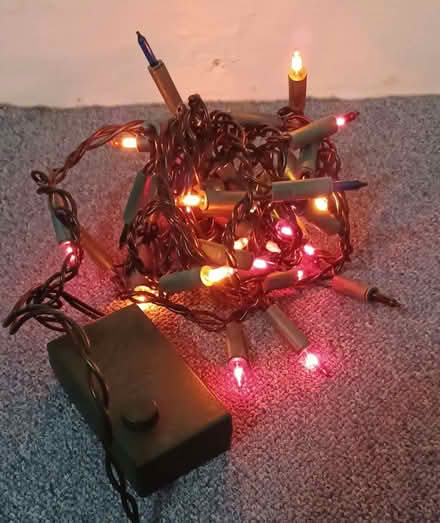 Photo of free Set of old-style coloured Christmas lights in plastic box (Primrose LA1) #1