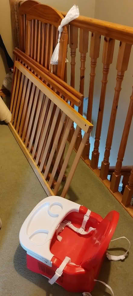 Photo of free Cot (sleigh-style) + baby seat (Portlaoise,) #1