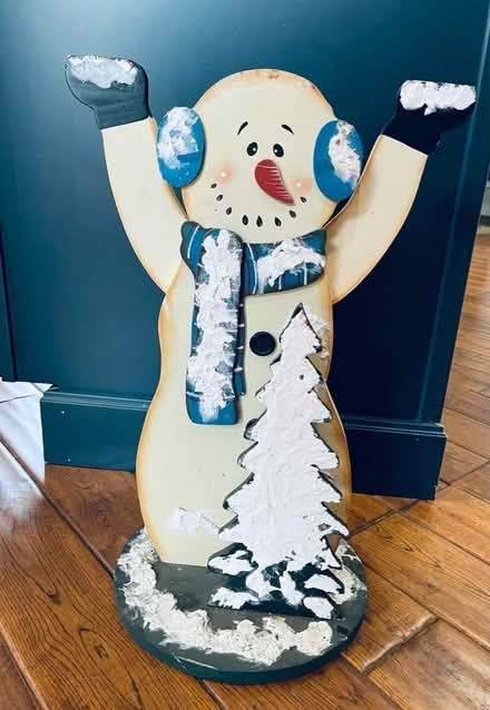 Photo of free Wood Snowman Side Table w/o Top (Reston, VA) #1