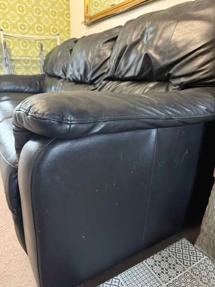 Photo of free Black Leather 3 Seater Sofa (CT5) #2