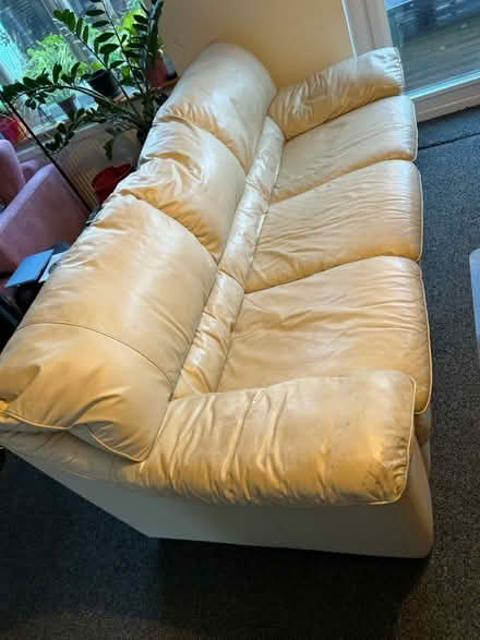 Photo of free Cream leather sofa (BH23) #1