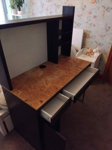 Photo of free Black desk and shelf (Hucknall NG15) #1